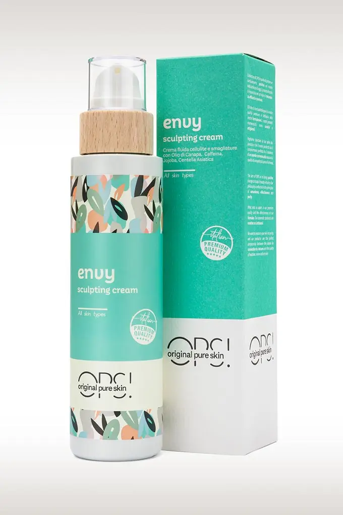 Envy crema cellulite e smagliature, con olio di canapa, aloe vera e acido ialuronico con astuccio